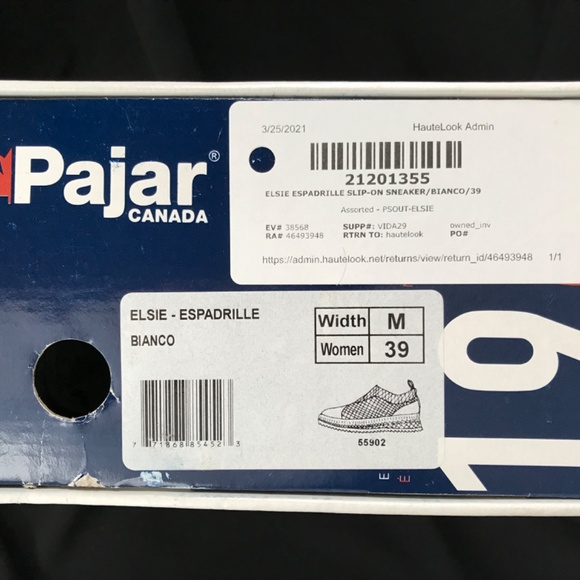 PAJAR CANADA ELISE ESPADRILLE SLIP-ON SNEAKERS WOMEN 39/US 8 - Picture 5 of 6